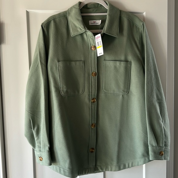 NWT Vineyard Vines Outerwear - Brushed Twill Shirt Jacket in Sage Olive - Picture 2 of 5